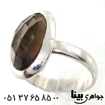 انگشتر کوارتز دودی زنانه بیضی