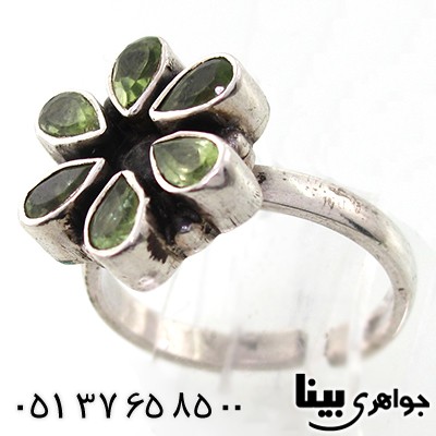 انگشتر زبرجد زنانه مدل گل 6 پر