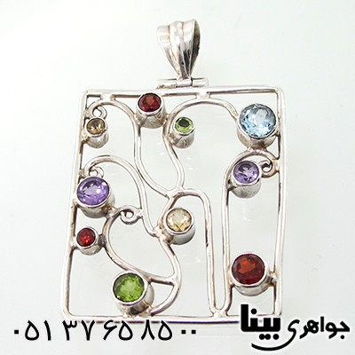 گردنبند چند جواهر زبرجد و آمتیست زنانه درشت