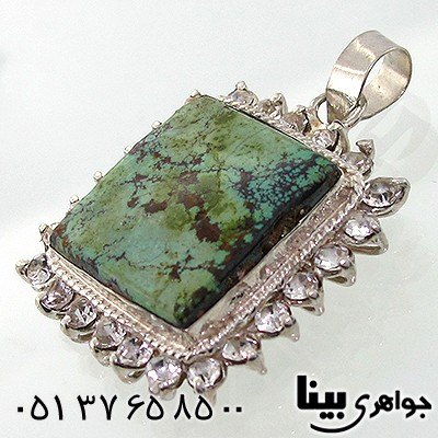 گردنبند فیروزه نیشابوری زنانه درشت دور جواهری