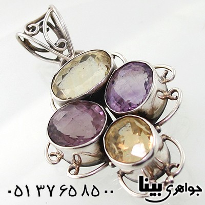 گردنبند چند جواهر آمتیست و سیترین زنانه درشت