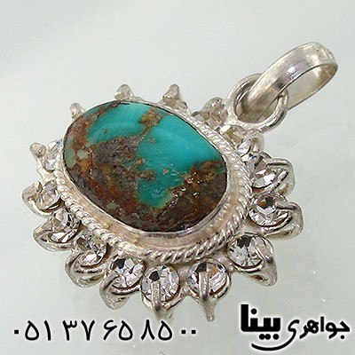 گردنبند فیروزه نیشابوری دور جواهری