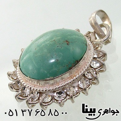 گردنبند فیروزه نیشابوری زنانه درشت دور جواهری