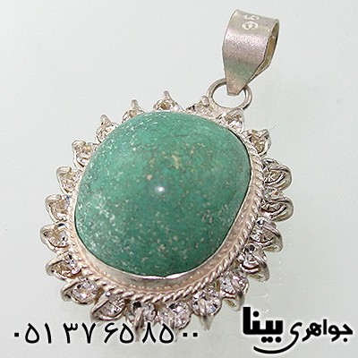 گردنبند فیروزه نیشابوری زنانه درشت دور جواهری