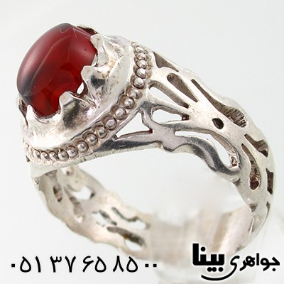 انگشتر عقیق یمنی مردانه شبکه کاری سنتی