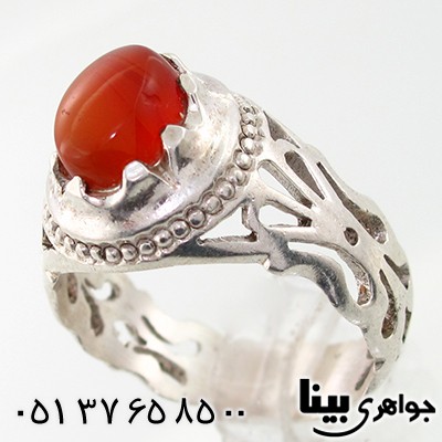 انگشتر عقیق یمنی مردانه سنتی شبکه کاری