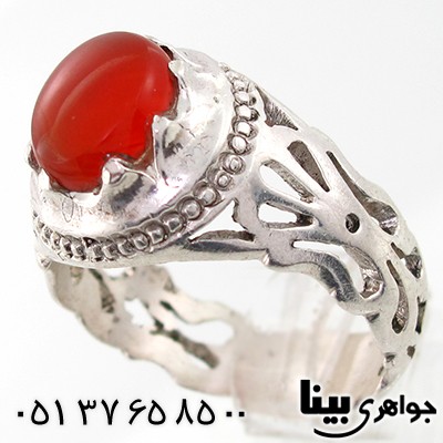 انگشتر عقیق یمنی مردانه شبکه کاری
