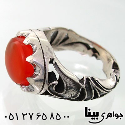 انگشتر عقیق یمنی مردانه با نقش علی