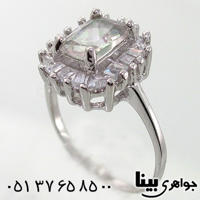 انگشتر نقره نگین سوئیسی زنانه دور باگت
