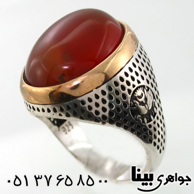 انگشتر عقیق سلیمانی مردانه درشت و سنگین سنتی