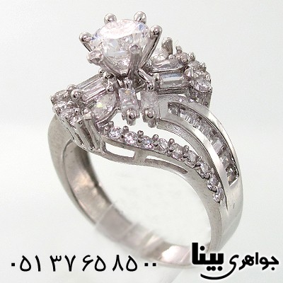 انگشتر نقره نگین سوئیسی زنانه جواهر درخشان