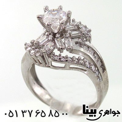 انگشتر نقره پر نگین سوئیسی زنانه مدل شکوفه