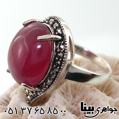 انگشتر یاقوت سرخ زلال زنانه درشت و صاف مارکازیت هانگ