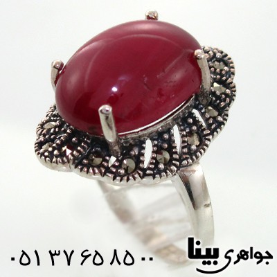 انگشتر یاقوت سرخ دامله صاف و درشت زنانه مارکازیت هانگ