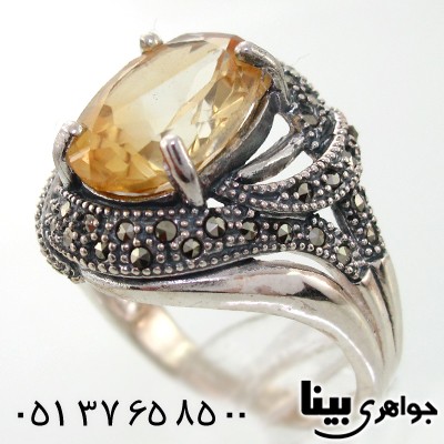 انگشتر سیترین شفاف زنانه مارکازیت هانگ درشت
