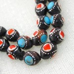 33 دانه ای نقره کوب و مرصع کاری کهربا و فیروزه مصری _کد:7992