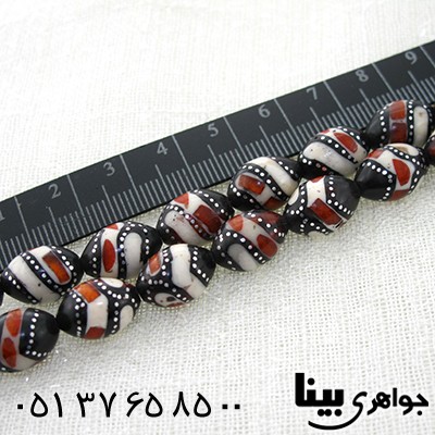تسبیح کشکول (کوک) 33 دانه ای درشت نقره کوب و مرصع کاری کهربا _کد:8000