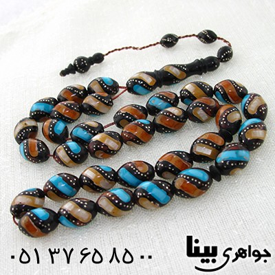 تسبیح کشکول (کوک) 33 دانه ای درشت نقره کوب و مرصع کاری درجه یک _کد:8002