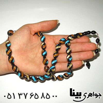 تسبیح کشکول (کوک) 33 دانه ای درشت نقره کوب و مرصع کاری درجه یک _کد:8002