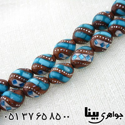 تسبیح کشکول (کوک) 33 دانه ای درشت نقره کوب، آینه و مرصع کاری