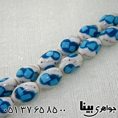 تسبیح استخوان 33 دانه ای درشت مرصع کاری فیروزه مصری