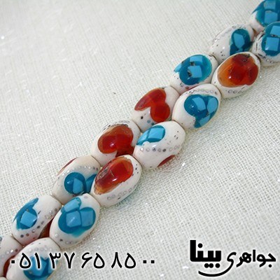 تسبیح چند جواهر 33 دانه ای درشت نقره کوب و مرصع کاری کهربا و فیروزه مصری