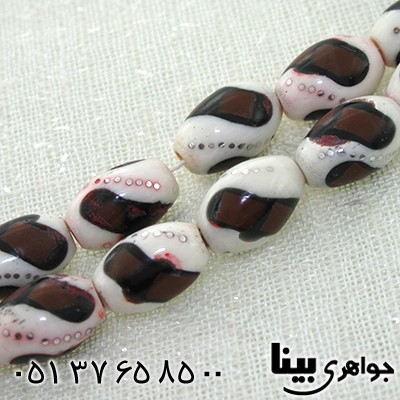 تسبیح استخوان 33 دانه ای درشت نقره کوب و مرصع کاری