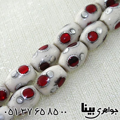تسبیح استخوان 33 دانه ای درشت نقره کاری و مرصع کاری