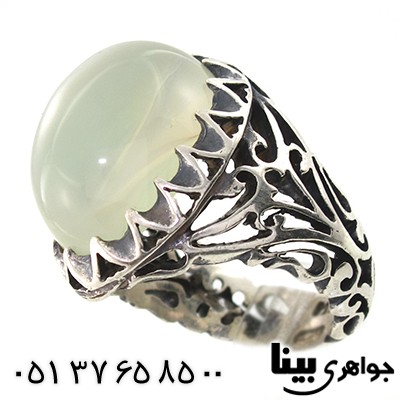 انگشتر عقیق برزیلی مردانه اره کاری قرینه درشت و سنگین