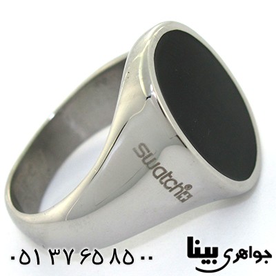 انگشتر نگین سیاه مردانه برند Swatch سوئیسی