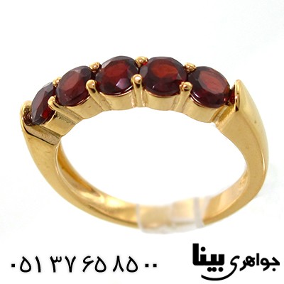 انگشتر یاقوت گارنت مرغوب زنانه مانی پنج نگین