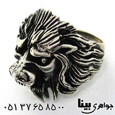 انگشتر نقره مردانه درشت شیرنشان سیاه قلم باشکوه