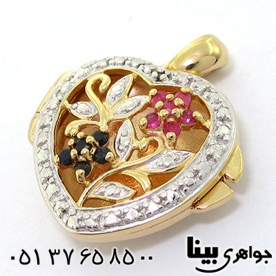 گردنبند چند جواهر یاقوت زنانه ایتالیایی مدل قاب عکسی