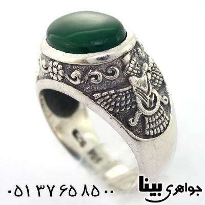 انگشتر عقیق سبز بیضی مردانه فروهر