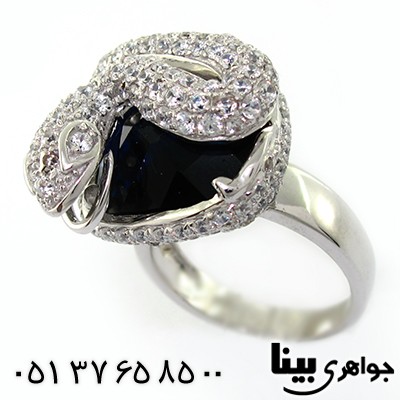 انگشتر عقیق سیاه (اونیکس) زنانه مدل افعی جواهر نشان