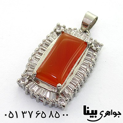 گردنبند عقیق قرمز مستطیلی