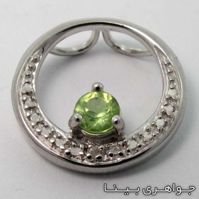 گردنبند زبرجد دایره تک نگین