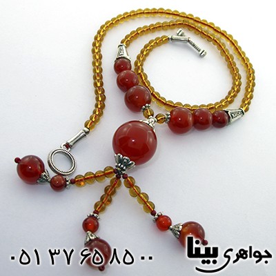 سینه ریز عقیق قرمز زنانه درشت مدل گوی آویز