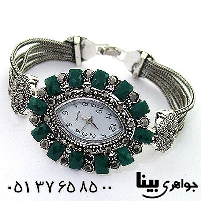 ساعت حدید و نگین سبز زنانه کلاسیک طرح مارکازیت