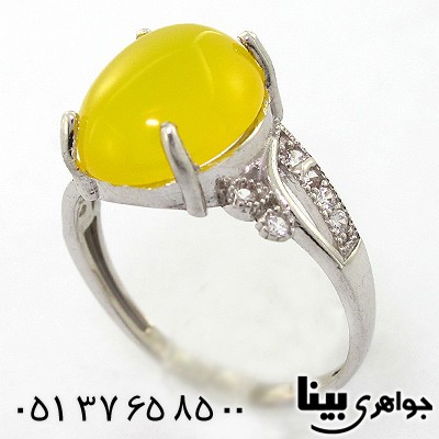 انگشتر عقیق شرف الشمس زنانه مدل مهتاب