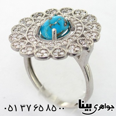 انگشتر فیروزه نیشابوری شجری زنانه مدل خورشید