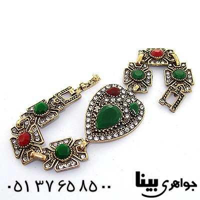 دستبند نگین رنگی زنانه عثمانی قلبی