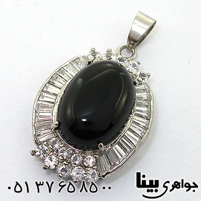 گردنبند عقیق سیاه (اونیکس) زنانه طرح گلزار