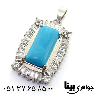 گردنبند فیروزه سنتاتیک زنانه مستطیلی