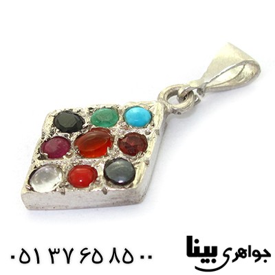 گردنبند چند جواهر نه نگین مدل لوزی