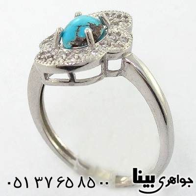 انگشتر فیروزه نیشابوری زنانه مدل گل