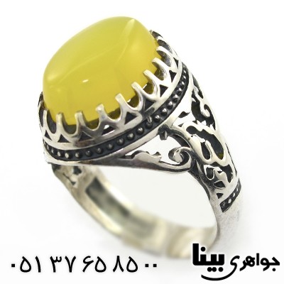 انگشتر عقیق شرف الشمس مردانه با رکاب خاص