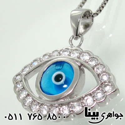 گردنبند نقره چشم زخم دور نگین زیر فی کارشناسی