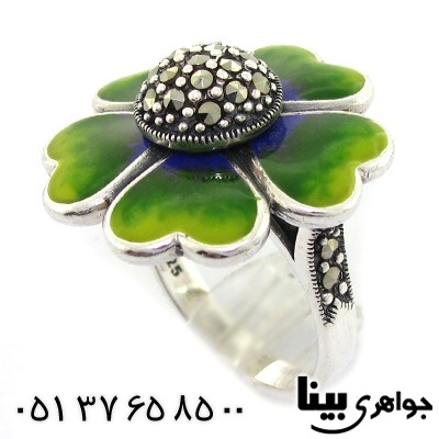 انگشتر حدید سوئیسی با میناکاری مدل گل