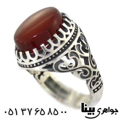 انگشتر عقیق خراسانی عالی مردانه اسلیمی